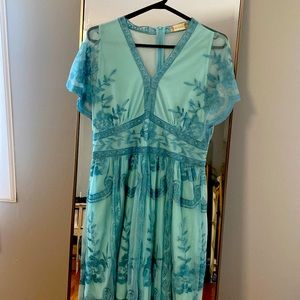 Embroidered Sea Blue Mariska Maxi Dress from Altar’d State